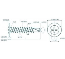 Саморезы 4,2x32 полусфера-прессшайба, цинк, сверло (1000 шт)