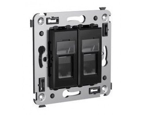 Розетка RJ-45 в стену Avanti двойная черный квадрат (4402294)