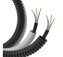 Труба ПНД легкая HF чёрная D=20 + ВВГ-Пнг(А)-LS 3х1,5 (ГОСТ) (100м)