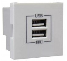 Розетка USB двойная, зарядная, белая (45439 SBR)