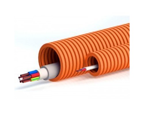 Труба ПНД тяжёлая безгалогенная (HF), оранжевая, с зондом D=20 (PR02.0033)