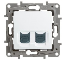 Розетка 5e, UTP, 2хRJ45, 2 модуля ETIKA, белая (672255)