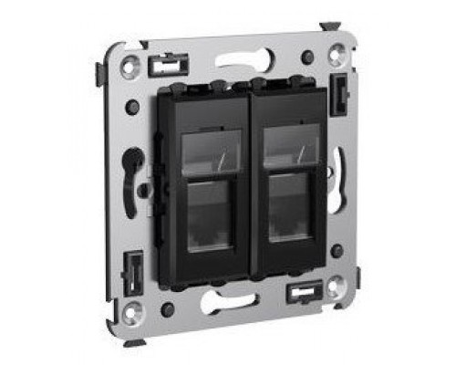 Розетка RJ-45 Avanti в стену двойная экранированная черный квадрат (4402364)