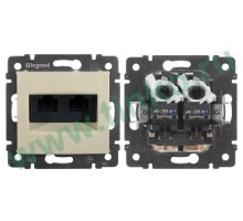 Valena розетка компьютерная 2xRJ45, Cat.5Е UTP, скрытой установки, слоновая кость (774131)