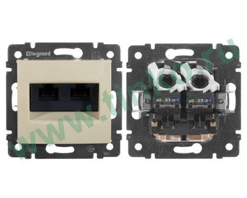 Valena розетка компьютерная 2xRJ45, Cat.5Е UTP, скрытой установки, слоновая кость (774131)