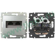 Valena розетка компьютерная 2xRJ45, Cat.5Е UTP, скрытой установки, алюминий (770231)
