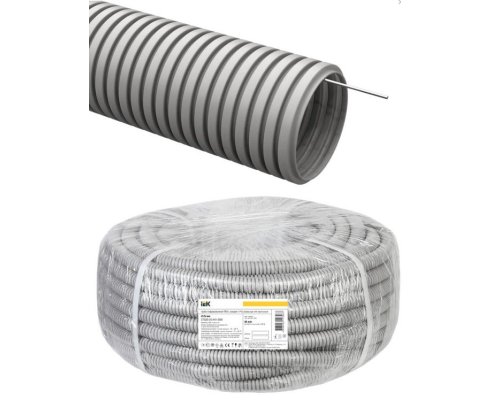 Труба ПВХ легкая серая с протяжкой D25 ELASTA (CTG20-25-K41-050I)
