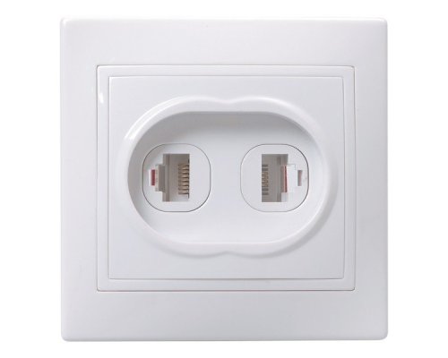 Розетка RJ11+RJ45 KVARTA кат.5е РК/Т12-КБ скрытой установки белый (EIK10-K01-DM)
