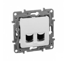 ETIKA розетка компьютерная 2-местная RJ45, 6E UTP, скрытой установки, белый (672254)