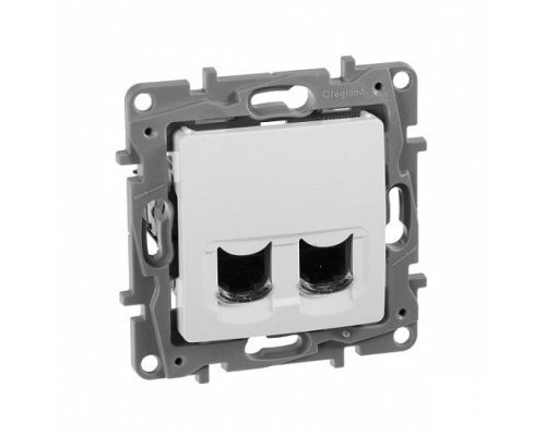 ETIKA розетка компьютерная 2-местная RJ45, 6E UTP, скрытой установки, белый (672254)