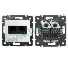 Valena розетка компьютерная 2xRJ45, Cat.6 UTP, скрытой установки, белый (774247)