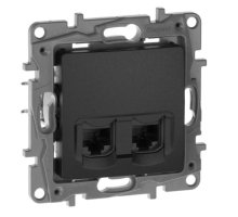 ETIKA розетка компьютерная RJ45, 5e UTP, скрытой установки, антрацит (672655)