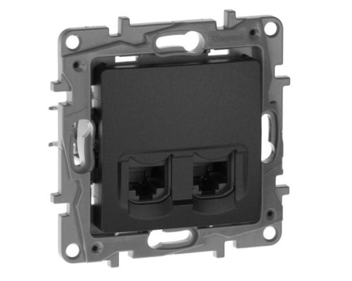 ETIKA розетка компьютерная RJ45, 5e UTP, скрытой установки, антрацит (672655)
