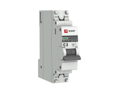 Автоматический выключатель 1P 3А (C) 4,5kA ВА 47-63 PROxima (mcb4763-1-03C-pro)