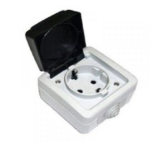 Розетка одинарная с з/к EF600G, серый LK Aqua (80007)