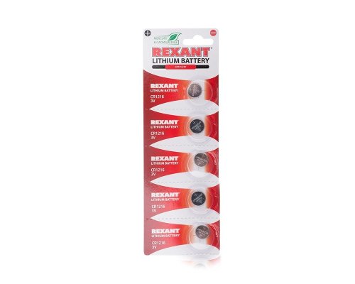 Литиевые батарейки CR1216 3 V 25 mAh REXANT (30-1101)