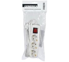 Удлинитель У03В 3 места с заземлением 1,5м 3х1мм2 10А/250В GENERICA (WYP10-10-03-D15-ZK-G)