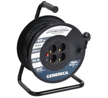 Удлинитель на катушке УК40 с термозащитой 4 места 2P+PE 40м 3х1,0мм2 GENERICA (WKP10-10-04-40-G)