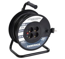 Удлинитель на катушке УК40 с термозащитой 4 места 2P+PE 40м 3х1,5мм2 GENERICA (WKP20-16-04-40-G)