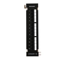 Коммутационная панель, настенная, 12 портов RJ-45, категория 5е, UTP неэкранированная, черная Rexant (04-0020)