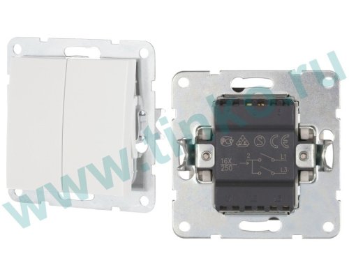 Выключатель 2-клавиши 16 A, 250 B, белый LK60 (861104-1)