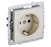 Розетка 1-местная BRITE РС11-1-0-БрКр с заземлением без защитных шторок скрытой установки 16А бежевый (BR-R11-16-K10)