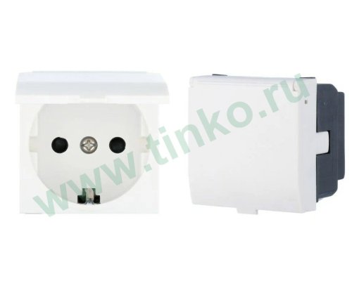 Розетка с з/к, шторками и крышкой, белая LK45, (851504)