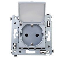 Розетка с крышкой в стену, 2P+E Avanti закаленная сталь (4404013)