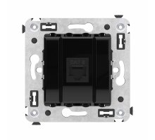 Розетка RJ-45 в стену, кат.6E, Avanti, одинарная, черный квадрат (4402693)