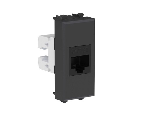 Розетка RJ-45, кат.5E, Avanti, 1 модуль, черный матовый (4412661)