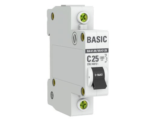 Автоматический выключатель 1P 25А (C) 4,5кА ВА 47-29 Basic (mcb4729-1-25C)