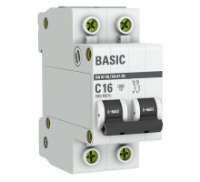 Автоматический выключатель 2P 16А (C) 4,5кА ВА 47-29 Basic (mcb4729-2-16C)