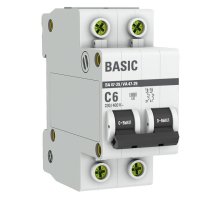 Автоматический выключатель 2P 6А (C) 4,5кА ВА 47-29 Basic (mcb4729-2-06C)