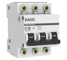Автоматический выключатель 3P 16А (C) 4,5кА ВА 47-29 Basic (mcb4729-3-16C)