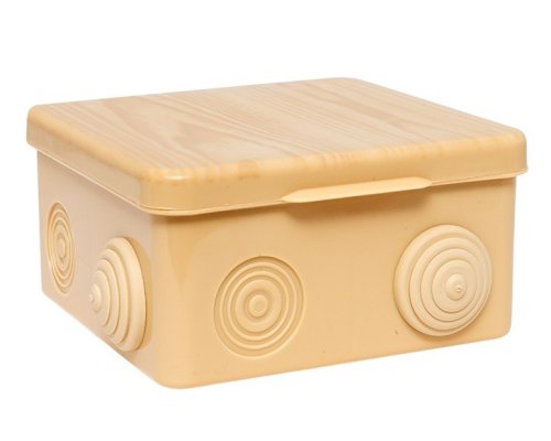 КМР-030-014 с крышкой (100х100х55) светлое дерево IP54 (plc-kmr-030-014-s)
