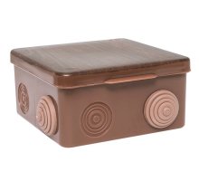 КМР-030-014 с крышкой (100х100х55) тёмное дерево IP54 (plc-kmr-030-014-t)