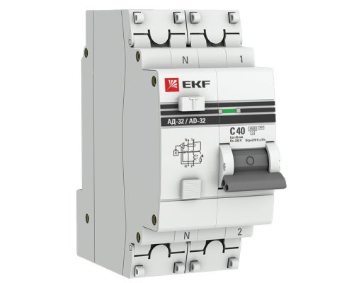 АД-32 1P+N 40А (С) 30мА тип AC эл. 4,5кА  PROxima (DA32-40-30-pro)