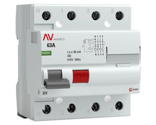 DV 4P 63А/ 30мА (A)  AVERES (rccb-4-63-30-a-av)