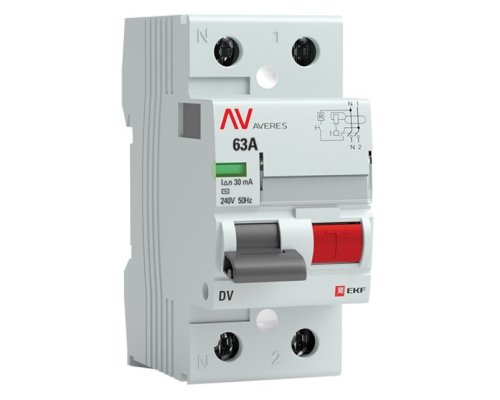 DV 2P 63А/ 30мА (AC)  AVERES (rccb-2-63-30-ac-av)