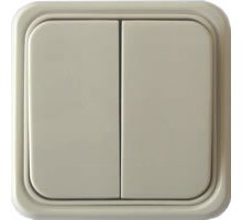 Выключатель двухклавишный открытой установки, бежевый, LK Standard (811101)
