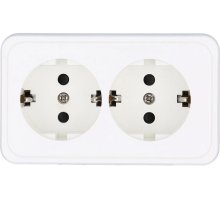 Розетка двойная открытой установки с з/к, белый, LK Standard (813504)