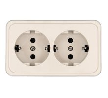 Розетка двойная открытой установки с з/к, бежевый, LK Standard (813501)