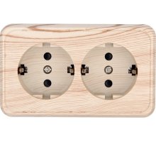 Розетка двойная открытой установки с з/к, сосна, LK Standard (813525)