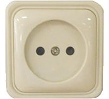 Розетка одинарная открытой установки без з/к, бежевый, LK Standard (813301)