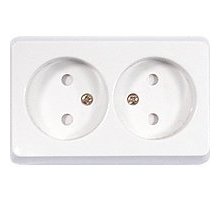 Розетка двойная открытой установки без з/к, белый, LK Standard (813604)