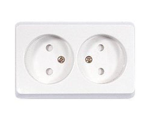 Розетка двойная открытой установки без з/к, белый, LK Standard (813604)