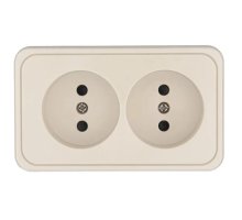 Розетка двойная открытой установки без з/к, бежевый, LK Standard (813601)