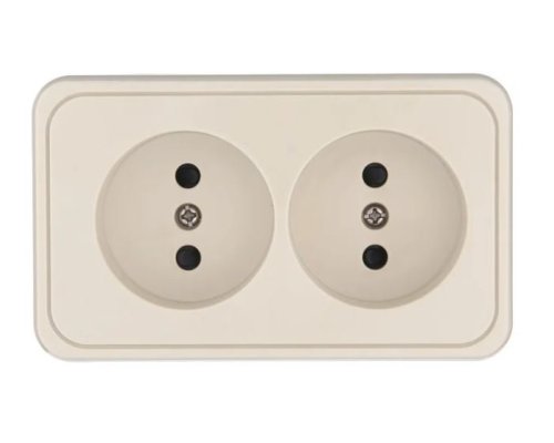 Розетка двойная открытой установки без з/к, бежевый, LK Standard (813601)