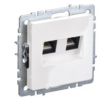 Розетка компьютерная 2-местная RJ45 BRITE РК10-2-БрБ кат.5E белый (BR-K20-1-K01)