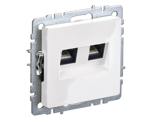 Розетка компьютерная 2-местная RJ45 BRITE РК10-2-БрБ кат.5E белый (BR-K20-1-K01)